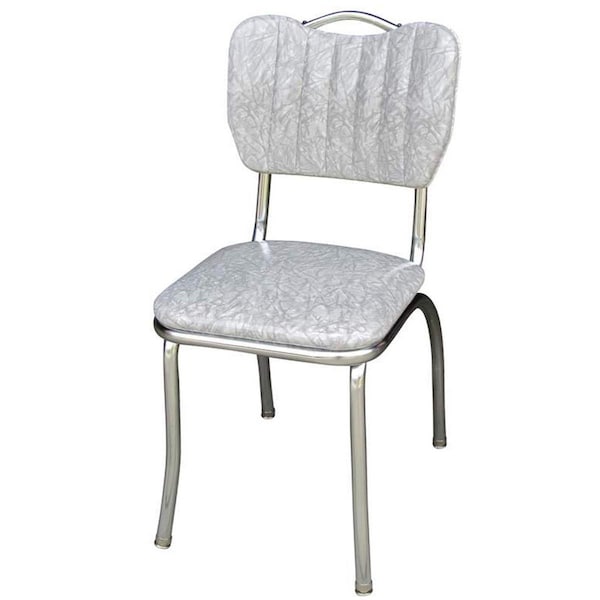 Richardson Seating Corp Richardson Seating Corp 4160CIG 4160 Handle Back Diner Chair -Cracked Ice Grey- with Single Tone Channel Back and 1 in. Pulled Seat - Chrome 4160CIG - main